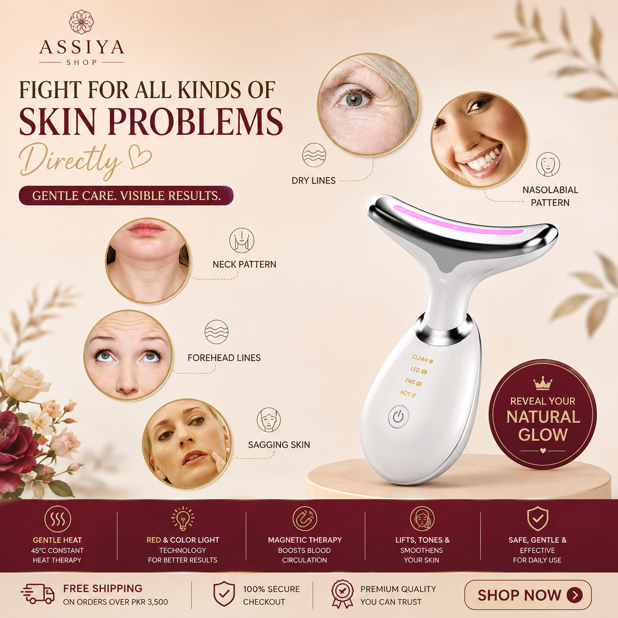 LED Facial Massager | Face & Neck Lifting & Skin Tightening Tool
