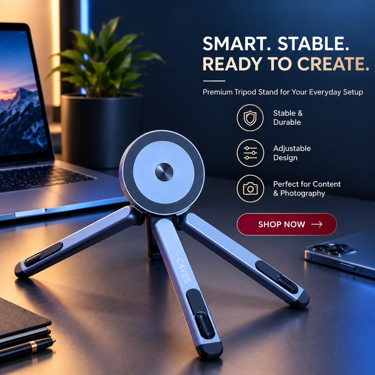 Foldable Portable Phone Holder Stand Magnetic Phone Tripod