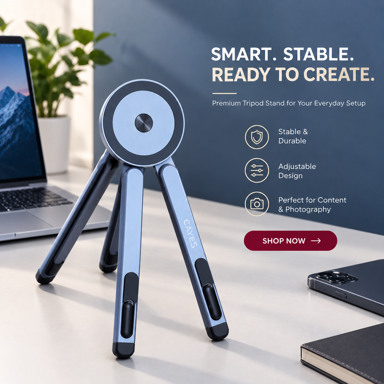 Foldable Portable Phone Holder Stand Magnetic Phone Tripod