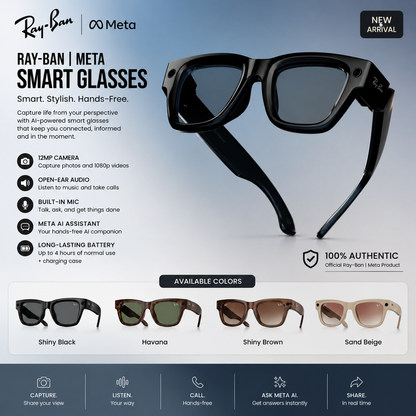 META AI Glasses - HD Camera, Voice Assistant & Hands-Free Calling