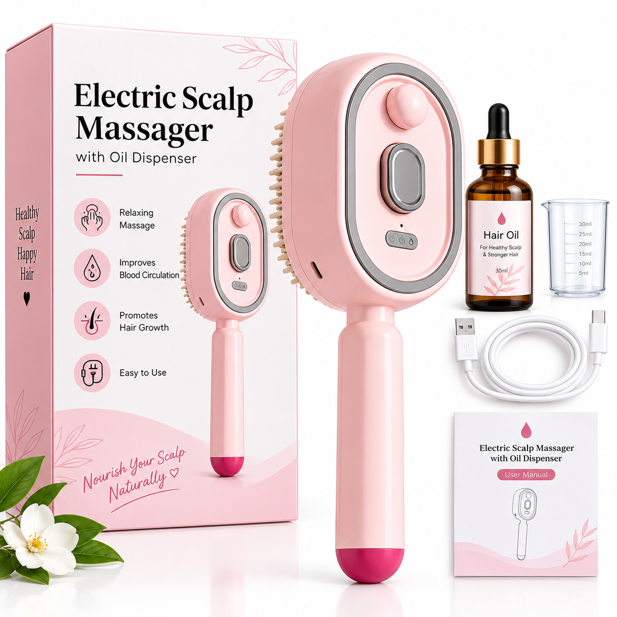 3-in-1 Electric Steam Hair Brush – Easy Hair Care & Scalp Massage
