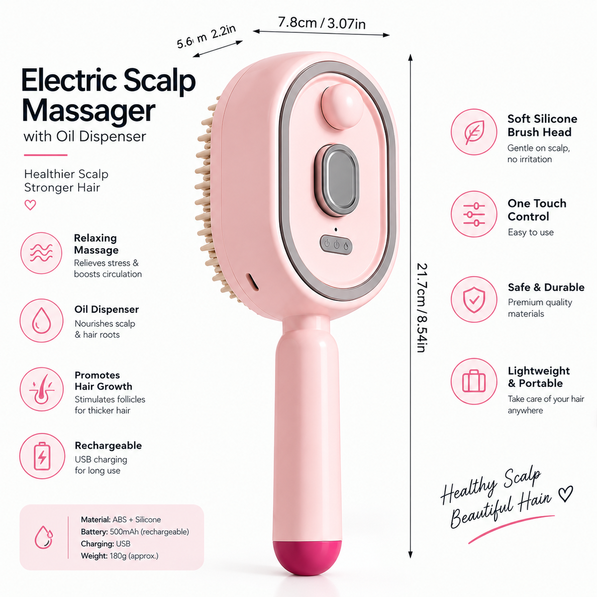 3-in-1 Electric Steam Hair Brush – Easy Hair Care & Scalp Massage