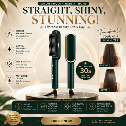 2-in-1 Ionic Hair Straightener Brush
